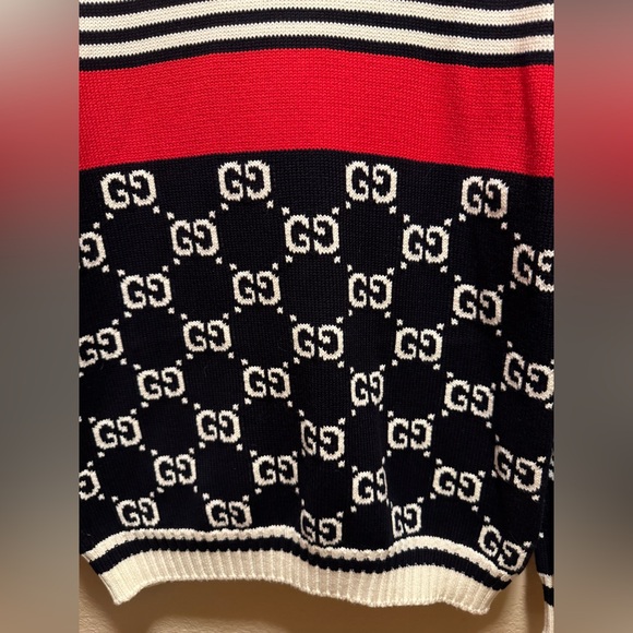 New Gucci GG Supreme Maxi Logo Full Zip Sweater Size L - Picture 10 of 12